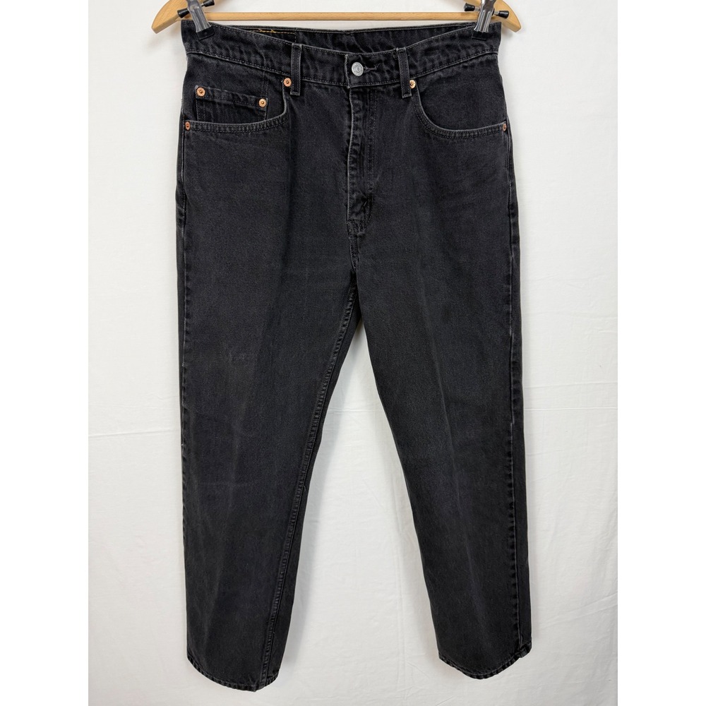 Levi's Men Cotton 505 Jeans 33x30 Black Regular Fit Straight Leg Denim